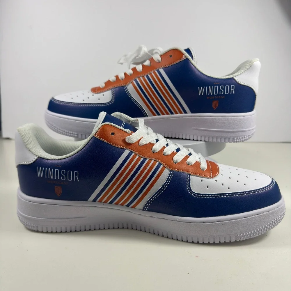 Windsor Mortgage‎ Sneakers Men 10 Blue Orange Stripe Lace Up Low Top